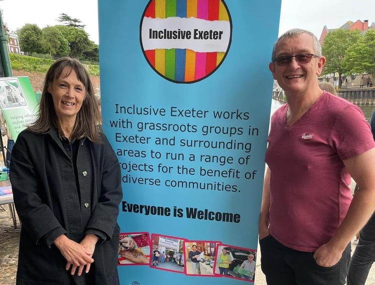 Inclusive Exeter trustees Kate Hannan and Alan Quick at an event at Exeter Quay.