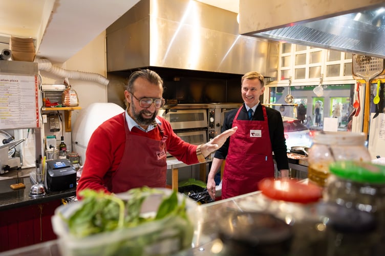 The Chancellor mucks in at Maurizio Dining & Co Restaurant in Cambridge on Small Business Saturday