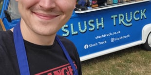 Slushie and sweet seller Zack Hayter heads for Market Square in Alton