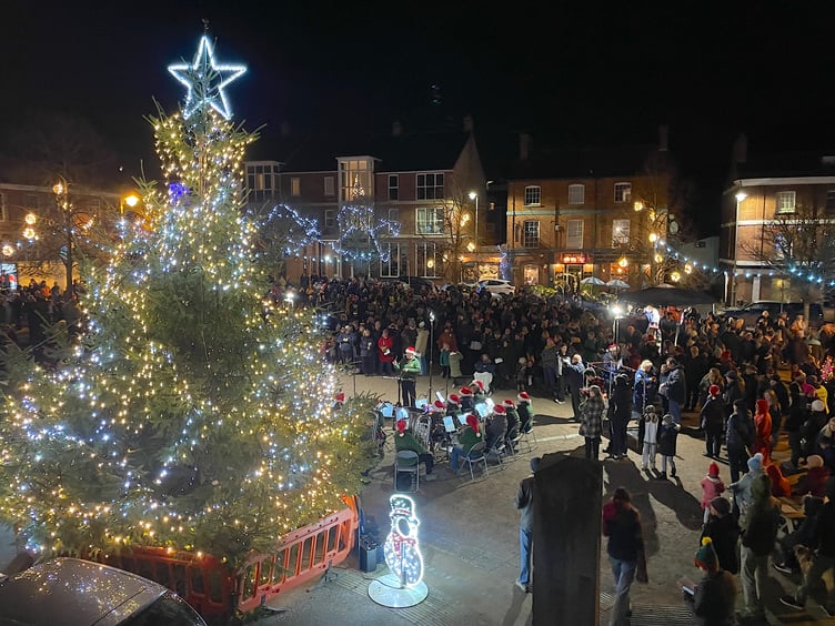 Crediton Town Band performing for Carols in the Square. AQ 2519