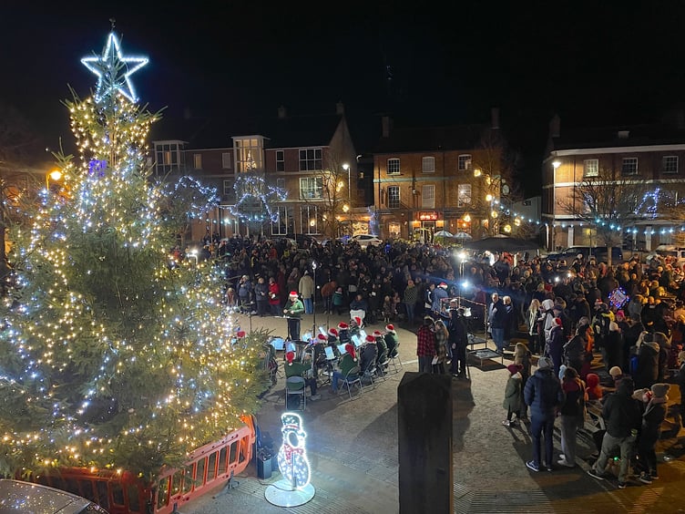 Crediton Town Band performing for Carols in the Square. AQ 2510