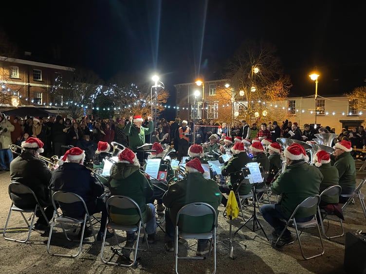 Crediton Town Band performing for Carols in the Square. AQ 2488