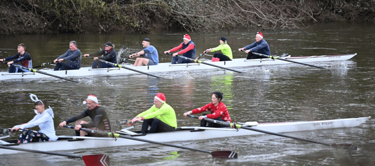 Rowers racing in the plum puds