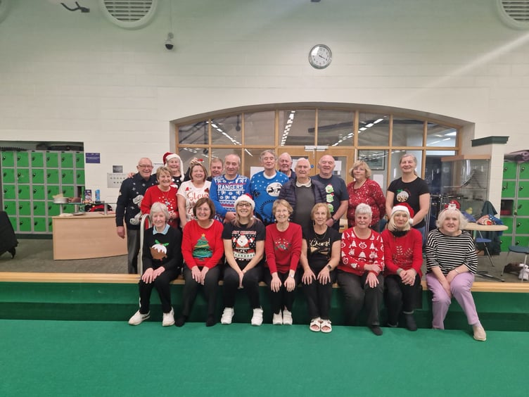 The last indoor bowls round robin competition of 2023 took place recently, with 22 members taking part sporting a variety of Christmas jumpers and t-shirts. The draw was made with six triples and two pairs competing over five rounds. There were some high-scoring sets with the triples team of Muriel Cain, Steph Swift and Dee Lewis taking the win with 31 chalks. Only three chalks behind in second place were the trio of Win Kewley, Caroline Corlett and Brian Lindsay. The first round robin of 2024 will take place a week on Saturday, January 6