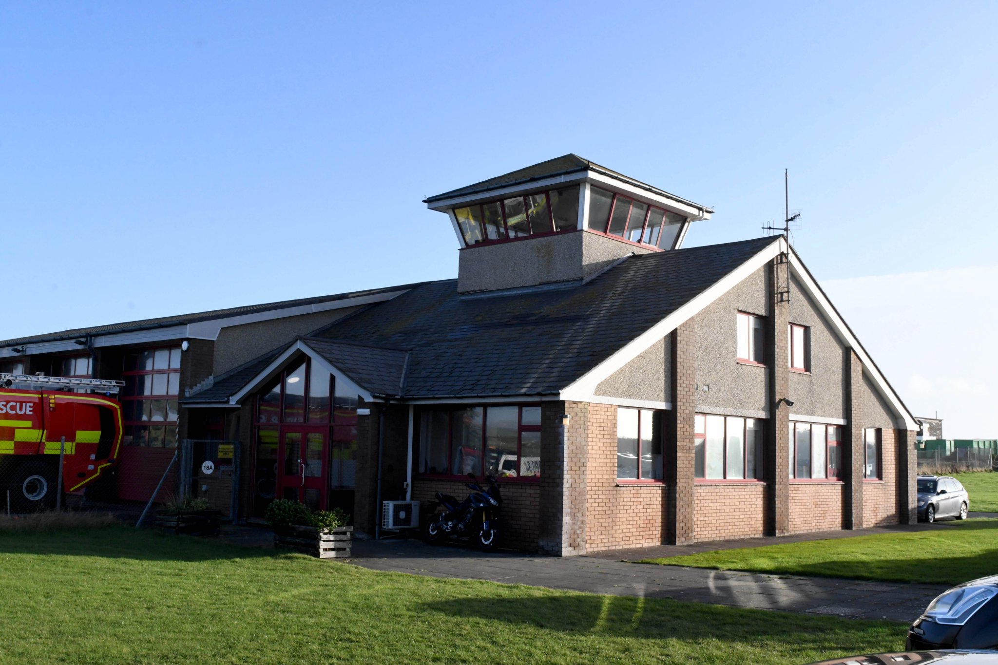 The headquarters of the airport fire service at Ronaldsway -
