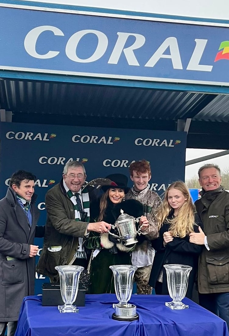 Nassalam’s team celebrate with the Coral Welsh Grand National trophy