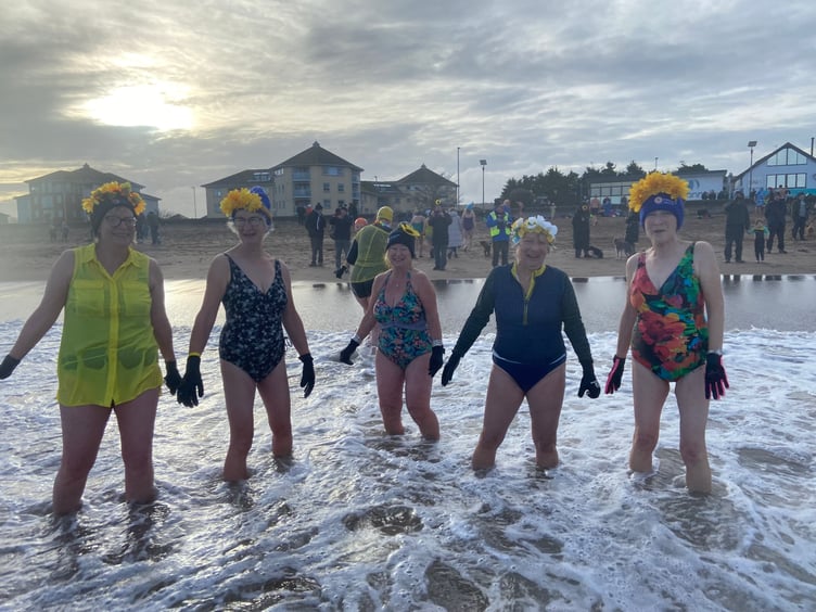 Some of the Minehead Mermaids in the water.