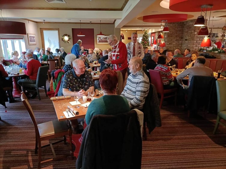 Abergavenny Combined Armed Forces and Veterans Breakfast Club’s annual Christmas lunch saw a crowd 110.