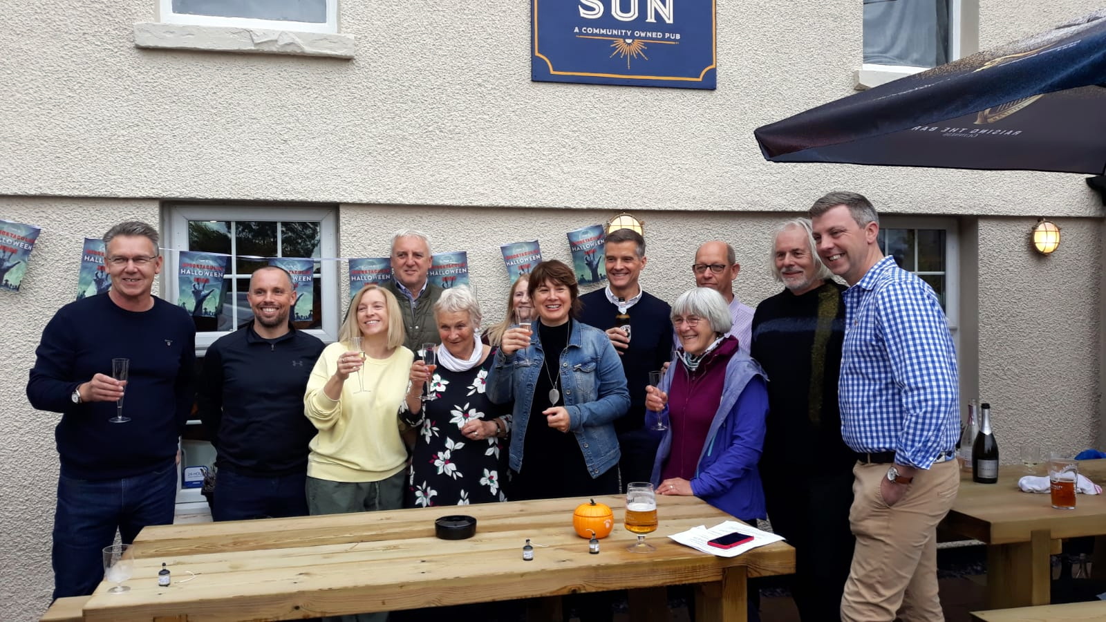 Celebrations at the official re-opening of the Rising Sun.
