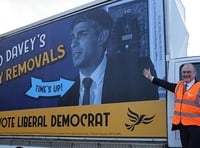 <p>Lib Dem leader Sir Ed Davey launches his party's 'Tory removal service' in Surrey</p>