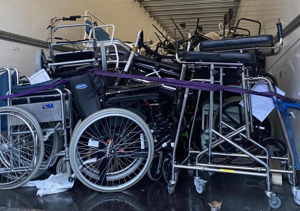 Loaded truck full of mobility equipment