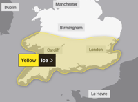 <p>The Met Office has extended its yellow weather warning for ice, to cover all of southern England</p>