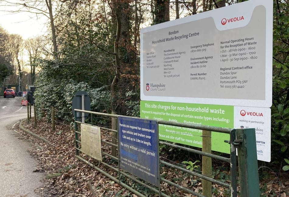 <p>Bordon's HWRC is one of 12 that could close as Hampshire County Council looks to plug a £132million budget shortfall</p>