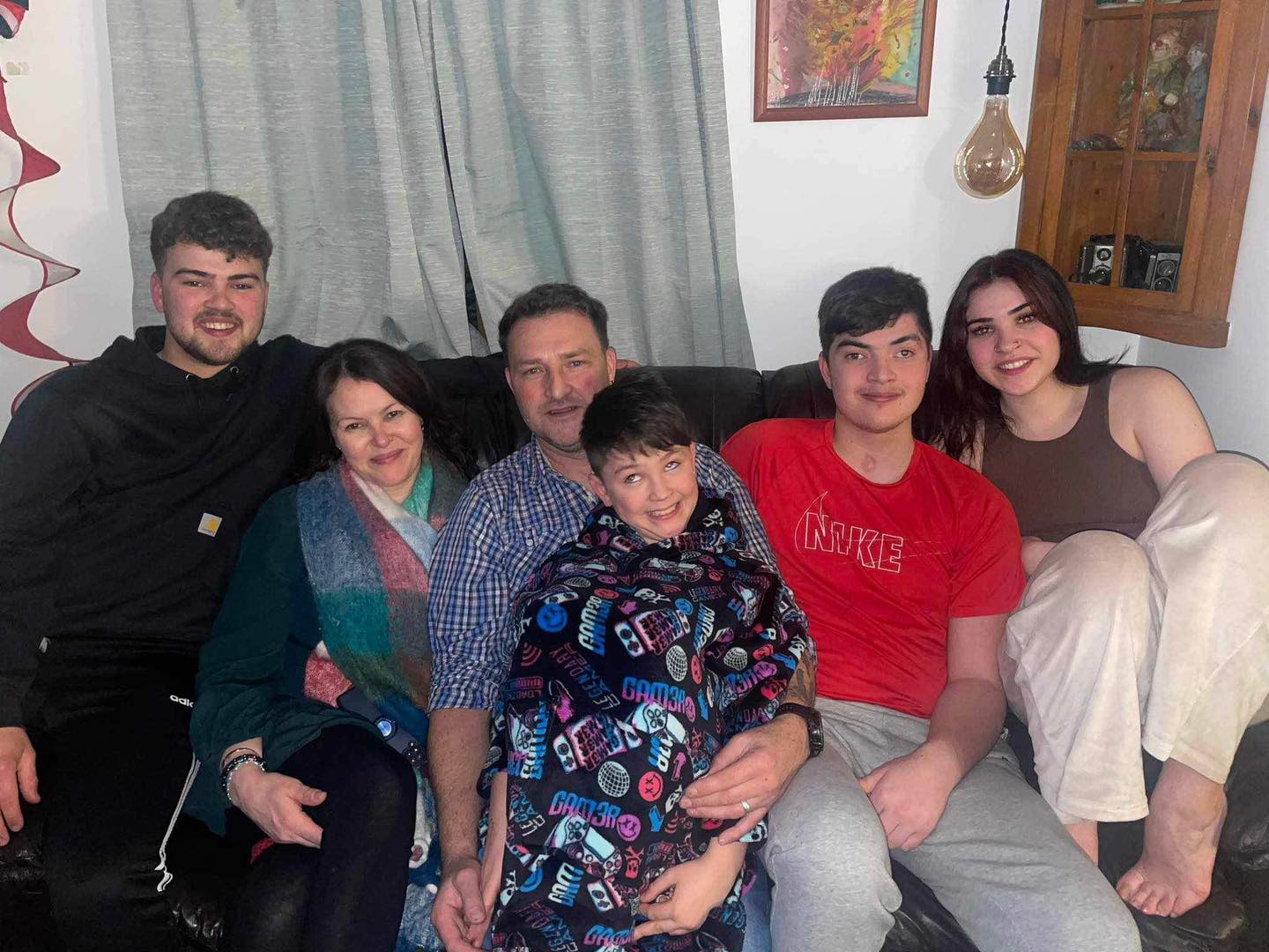 The Kirk family at Christmas (left to right) Harrison, Lauren, Dan, Torrin, Lockie and Doona