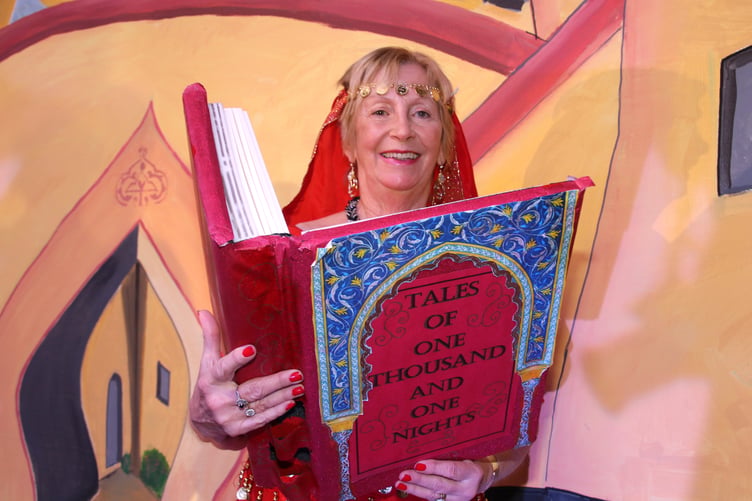 Scheherazade, the storyteller, is played by Louse Taylor. AQ 3389