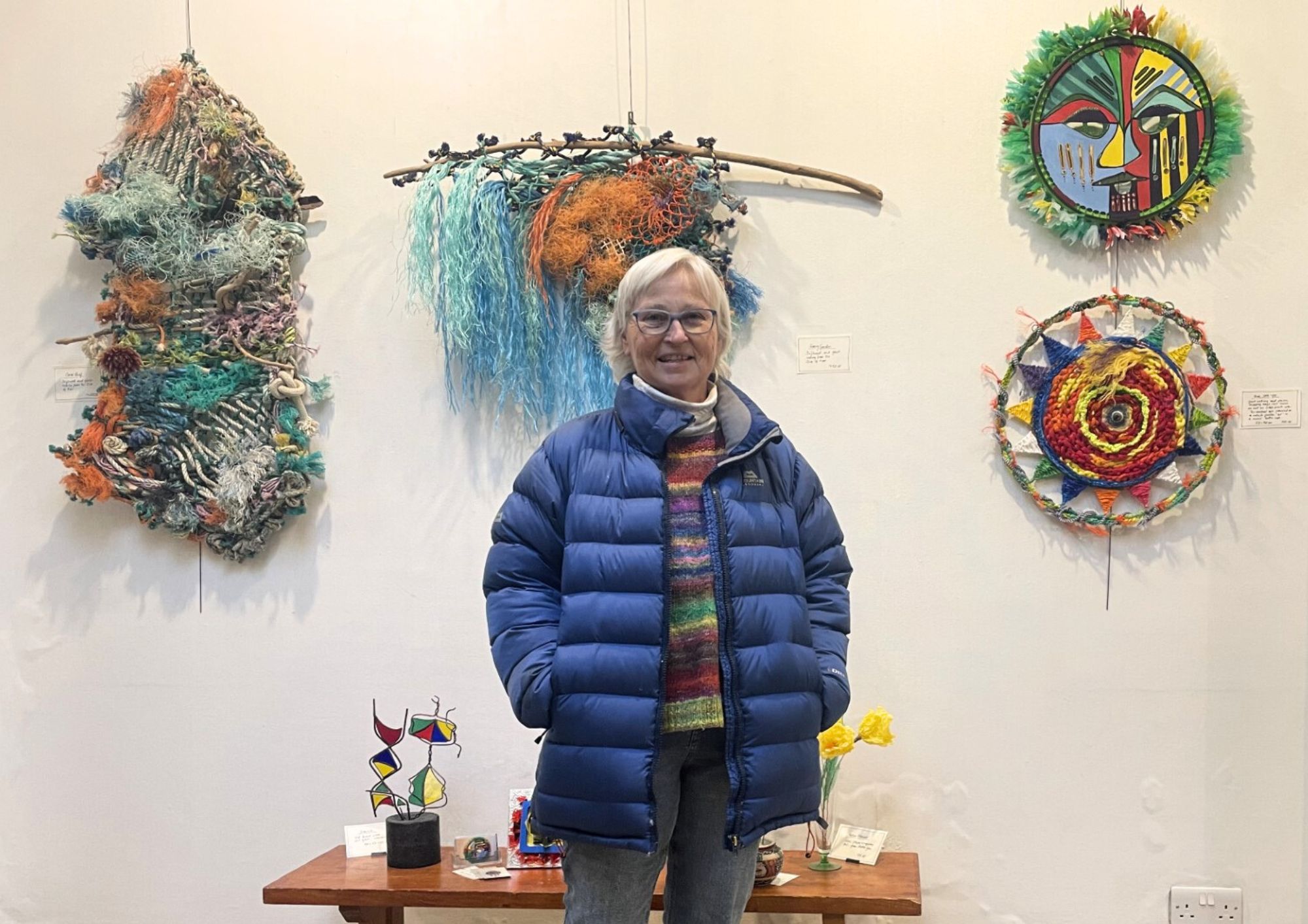 Frauke Watson at her exhibition, Finding Treasure, which is on display at the Erin Arts Centre, in Port Erin