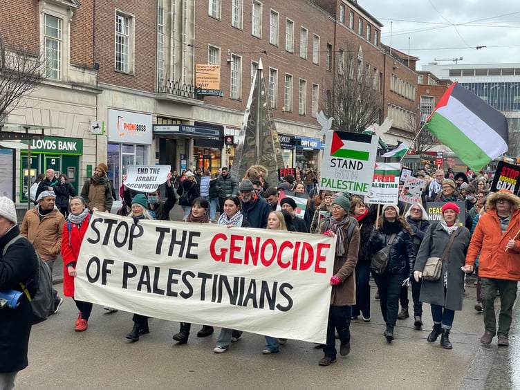 During the Devon 4 Palestine march in Exeter on January 20, which called for a ceasefire in Gaza.