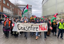 People from Devon had clear message at protest, Ceasefire now in Gaza
