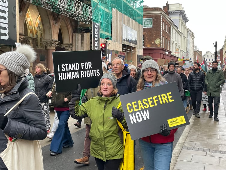 During the Devon 4 Palestine march in Exeter on January 20, which called for a ceasefire in Gaza.