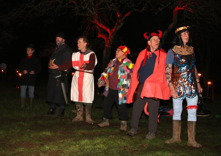 Some of the Brown Paper Bag Theatre Company during the Mummers Play. AQ 3467