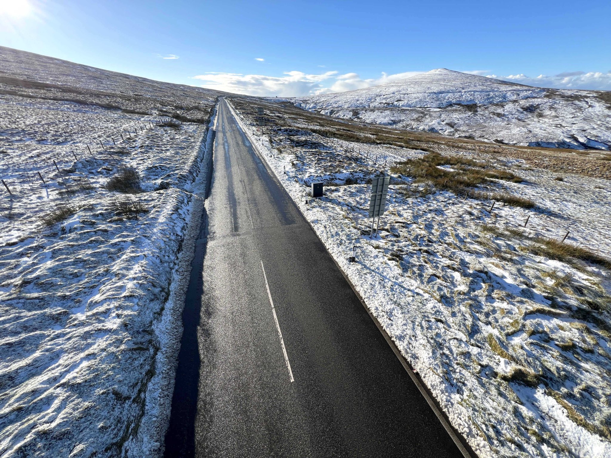 Snow and ice on the A18 mountain road