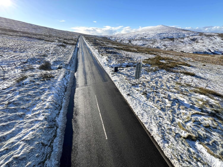Snow and ice on the A18 mountain road