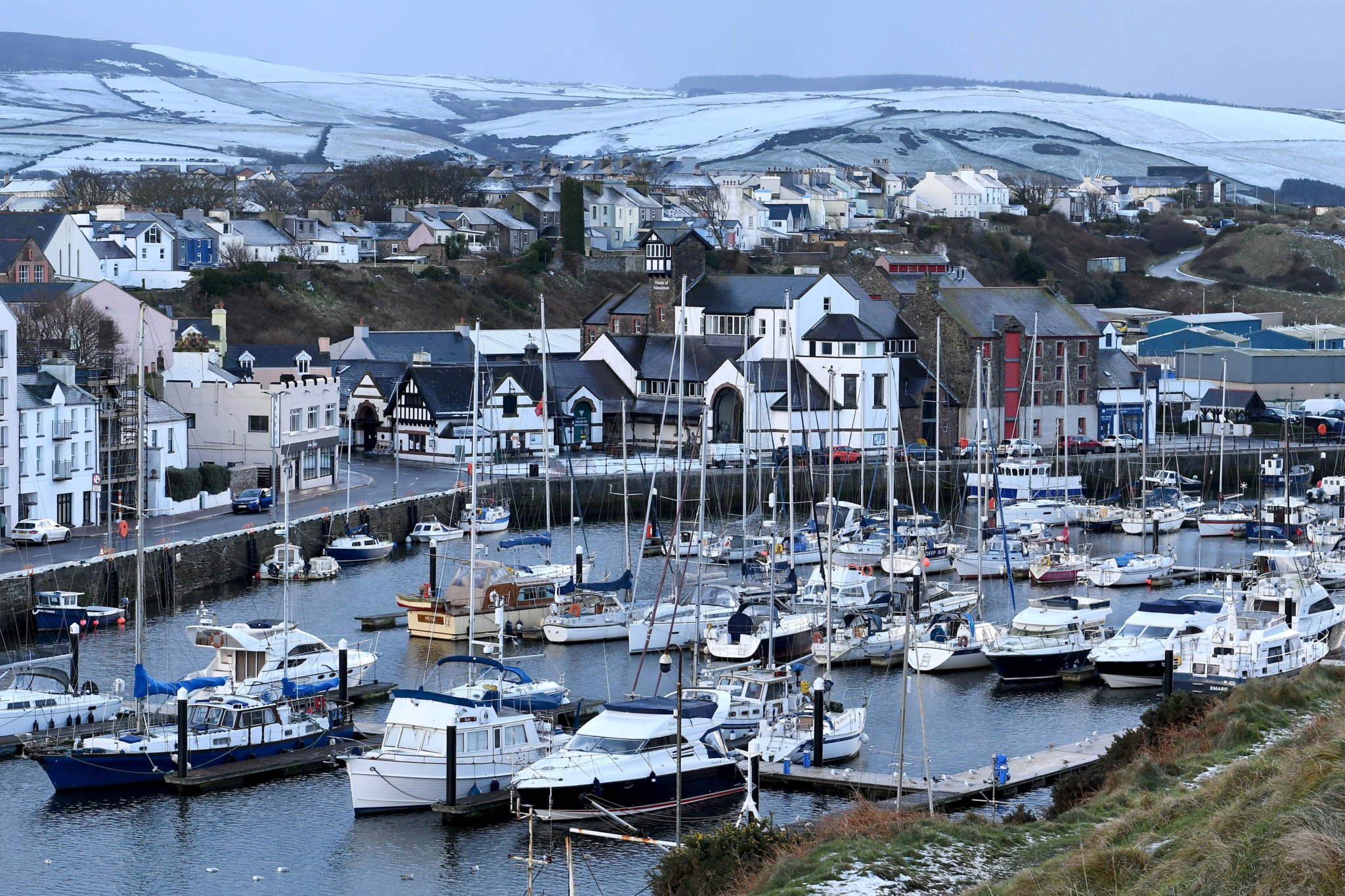 Snow and ice on the hills as seen from Peel Hill