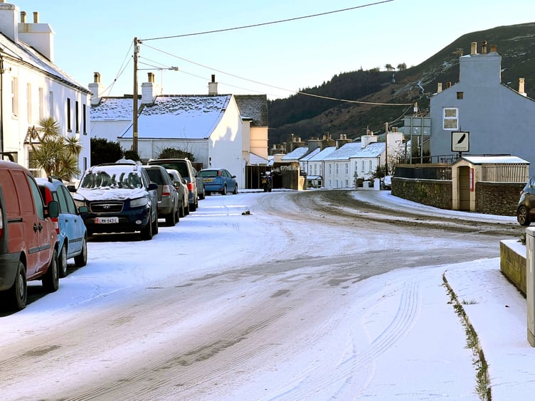 Snow and ice in Ballaugh made driving conditions difficult