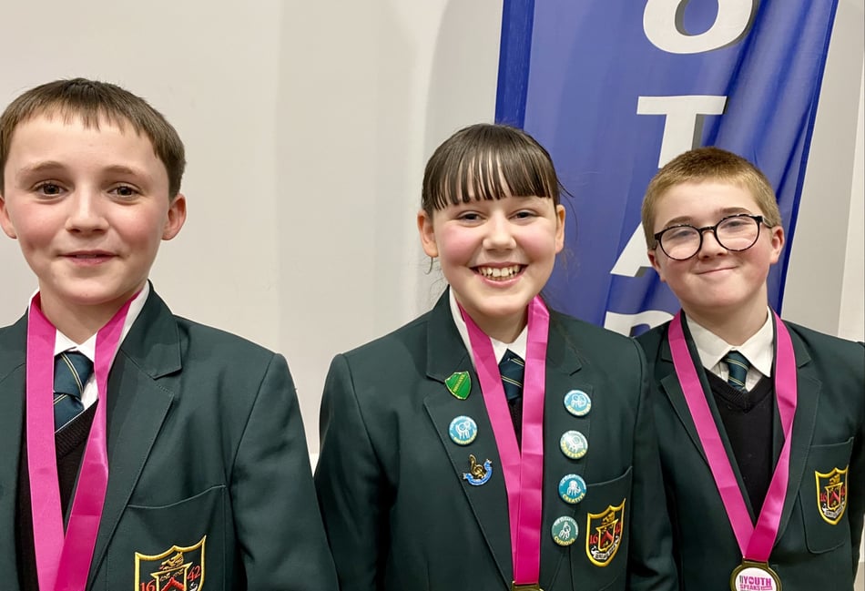 <p>Luca, Clara and Aiden with their winner’s medals</p>