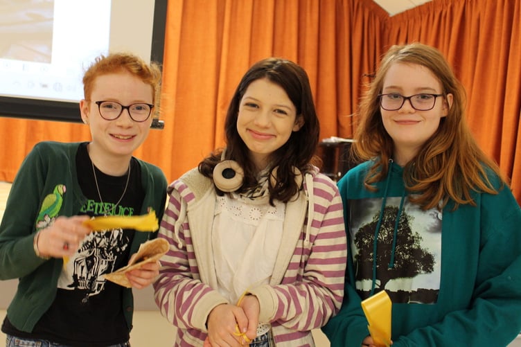 With the remnants of the ribbon are the three openers Emily and Evie Jeffery and Emilia Downes. SR 9444