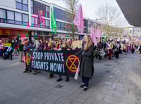 <p>Around 1,000 people took part in Extinction Rebellion's march to Farnborough Airport on Saturday, January 27</p>