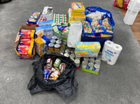 <p>Just some of the 1,000kg of food and other necessities gathered by AMYA in Farnham</p>