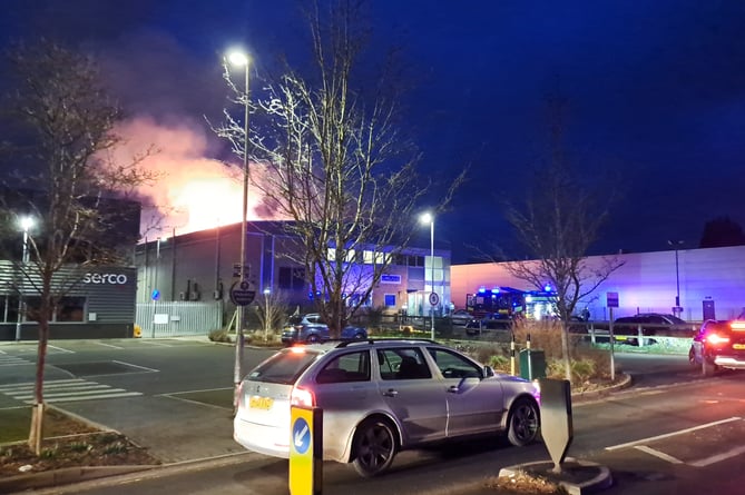 A huge blaze broke out at a battery factory in Ash Vale on Wednesday evening