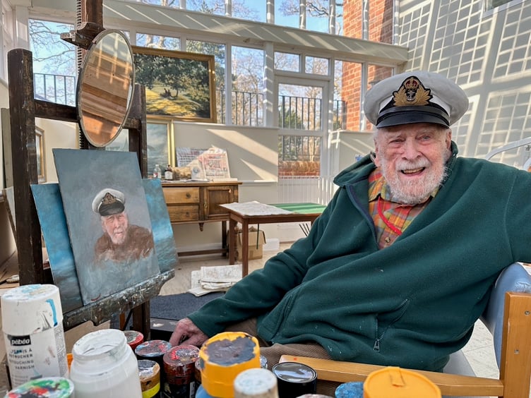 D-Day veteran and professional artist Richard Willis painting a self-portrait at the age of 99.