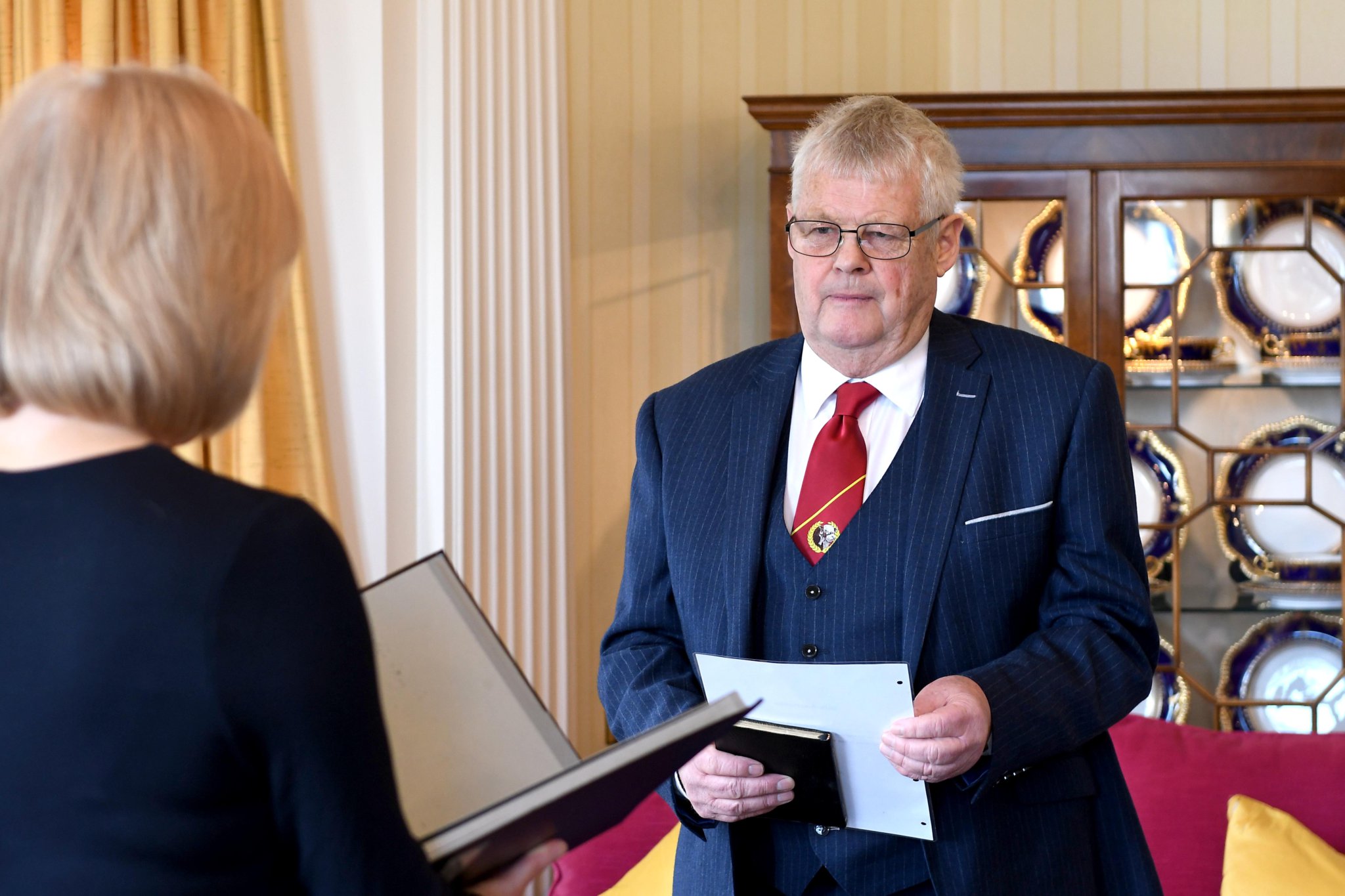 The swearing-in of Peter Quayle as Captain of the Parish of Malew at Government House -