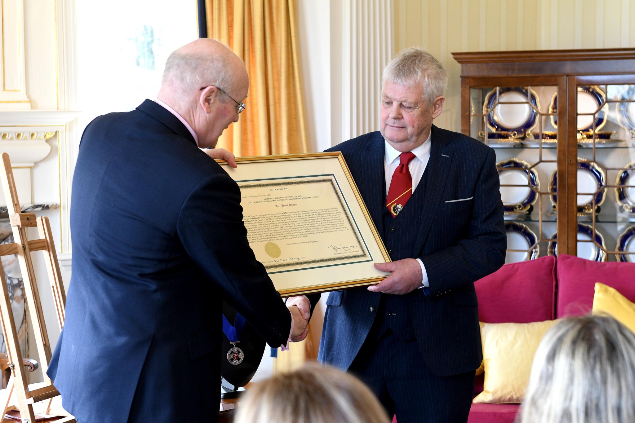 The swearing-in of Peter Quayle as Captain of the Parish of Malew at Government House -