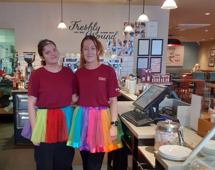 Staff dressed up at Costa Coffee.
