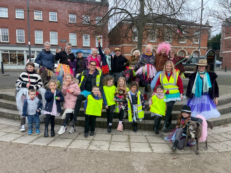 Some of those who gathered for TuTu Day fun in Crediton’s Town Square. AQ 4804