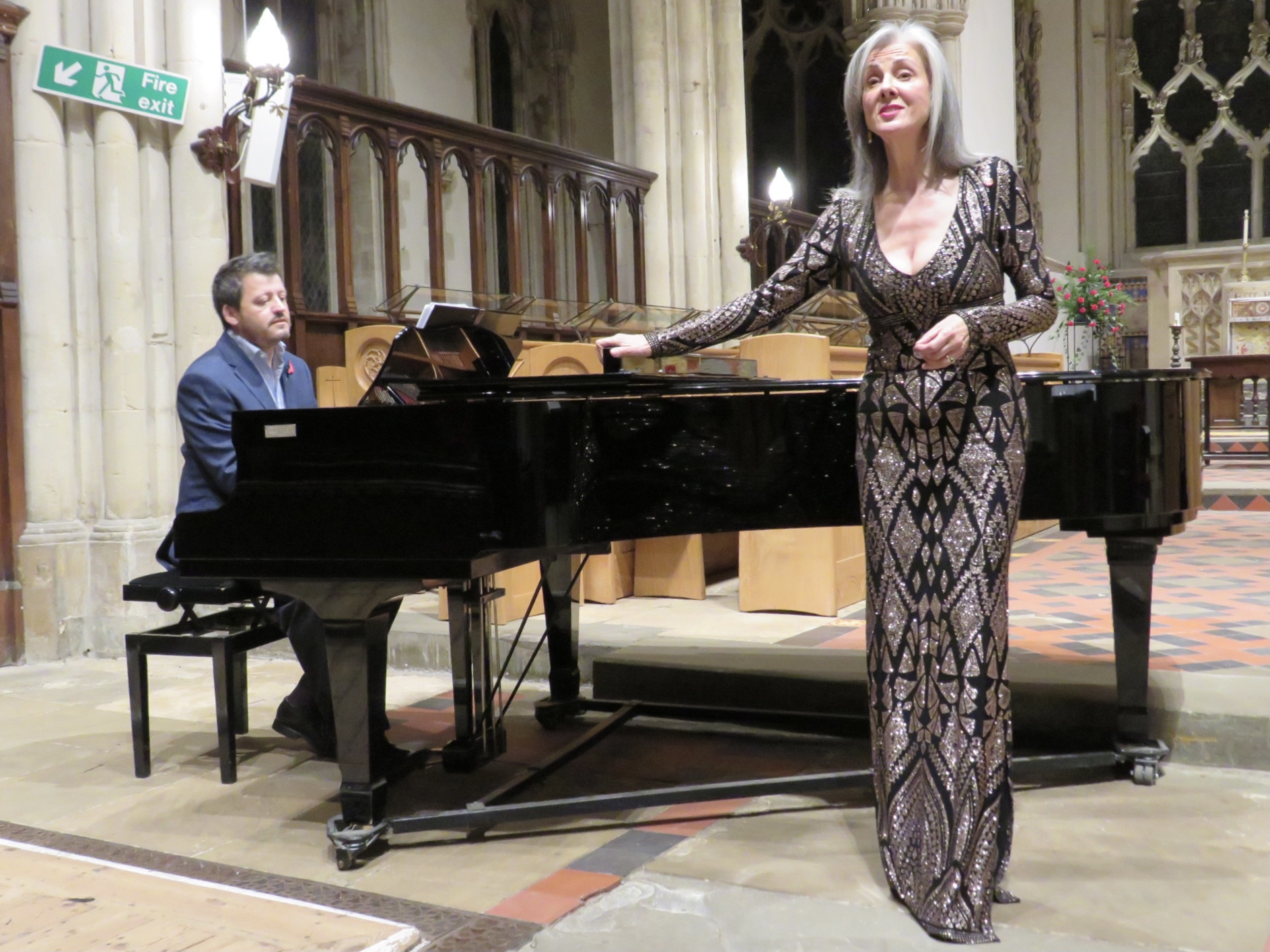 Soprano Rebecca Caine and pianist Nathan Martin inside Dorchester Abbey