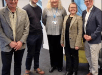 <p>Ian Doyle, Cllr Adam Duce, Adele O’Sullivan, Cllr Liz Townsend and Kelvin Mills</p>