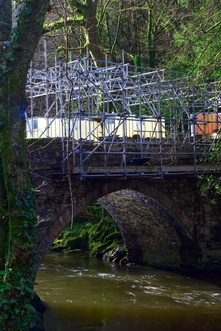 Denham Bridge is now shrouded in scaffolding and is under repair. Picture by Mike Wright.