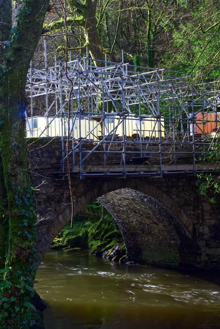 Denham Bridge is now shrouded in scaffolding and is under repair. Picture by Mike Wright.