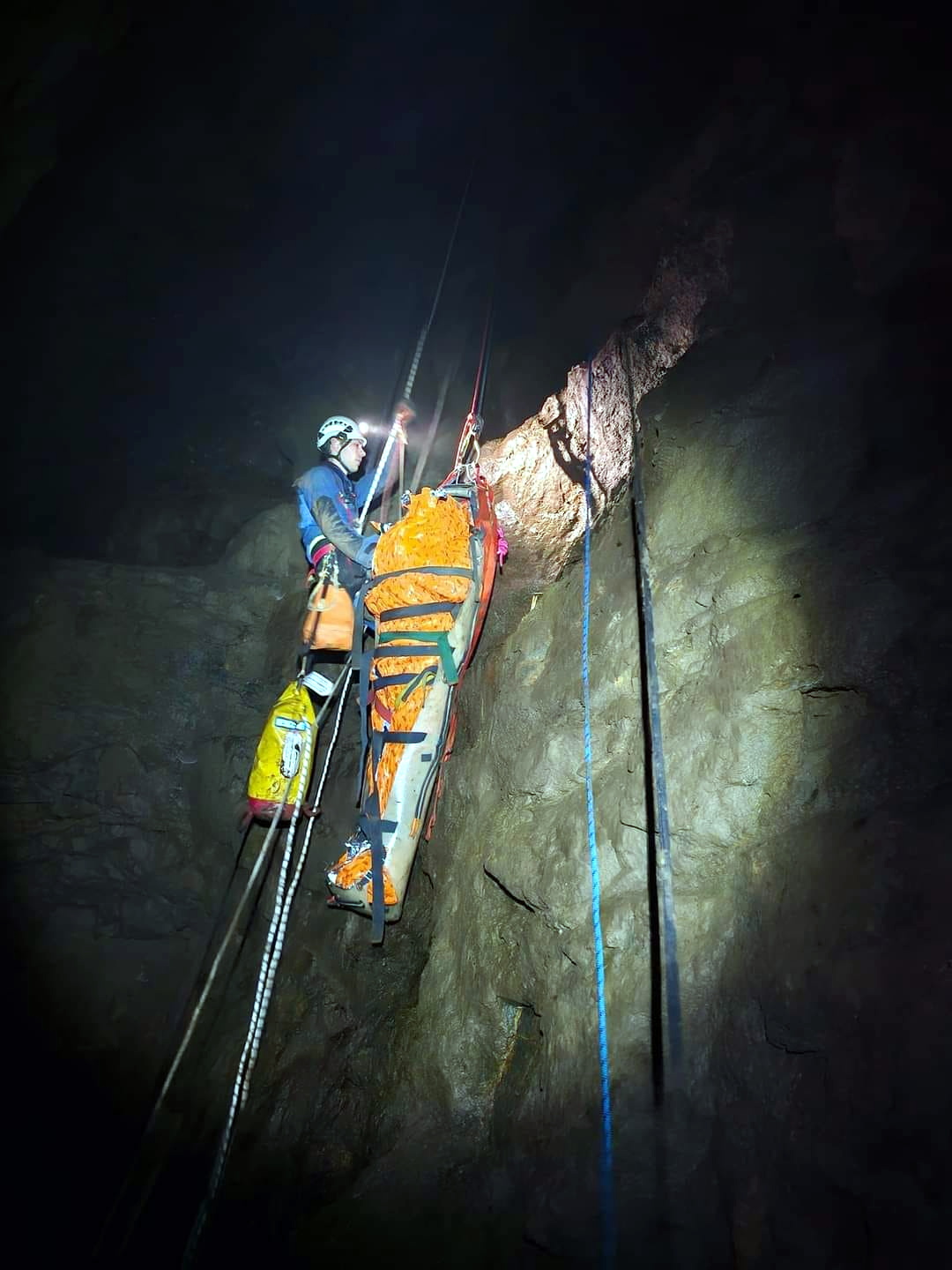 The rescue of two cavers from the Phoenix United Mine in Minions, on the edge of Bodmin Moor. (Pictures: SWNS)
