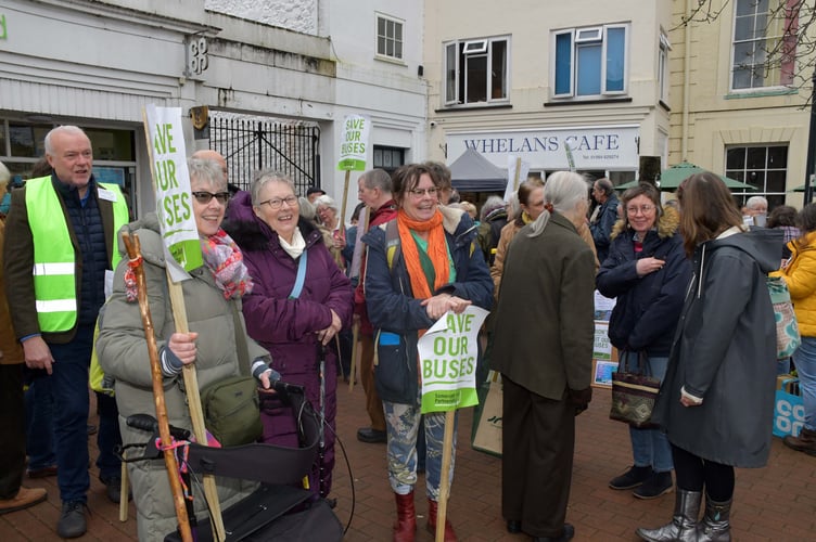 More than 100 people attended the Wiveliscombe bus cuts protest.
