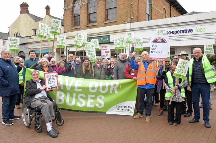 Saturday's bus cuts protest rally was one of the largest seen in Wiveliscombe for many years.