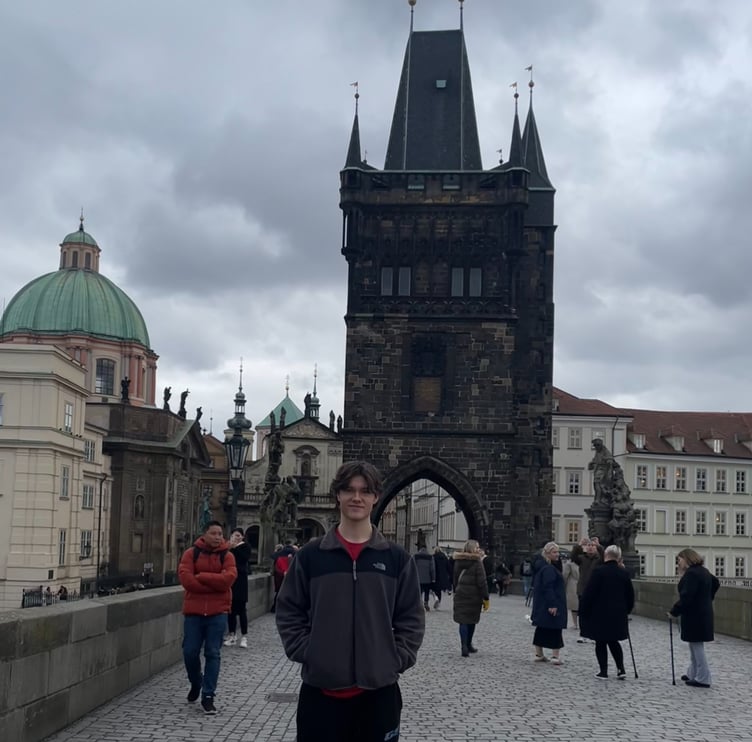 The Charles Bridge, in Prague, visited by Anthony Knight during his central European tour.