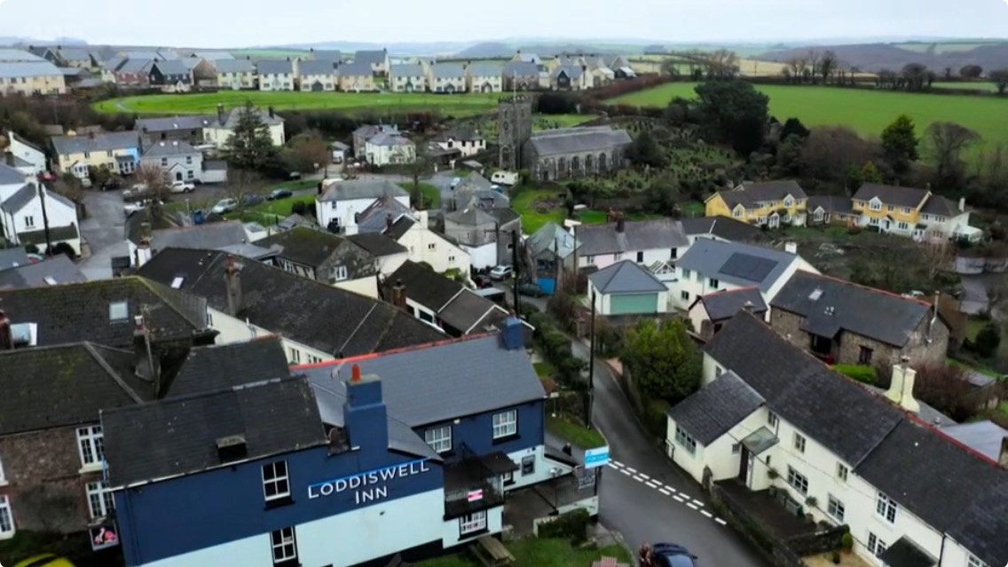 Drone footage of the Loddiswell Inn