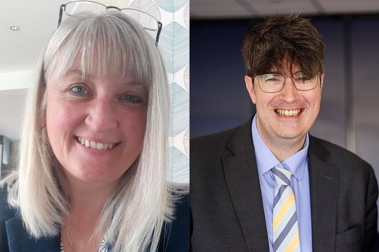 Guildford council leader Julia McShane and her Waverley counterpart Paul Follows