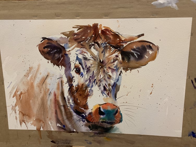 Cow painting by Jake Winkle, February 2024.