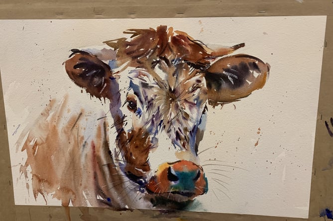 Cow painting by Jake Winkle, February 2024. 
